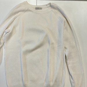 Suitsupply White Sweater - Ribbed Crewneck